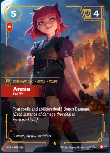Annie (Fiery), Riftbound champion unit OGS-001/024