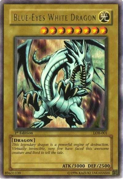 Blue-Eyes White Dragon, Yu-Gi-Oh! LOB-001 1st Edition
